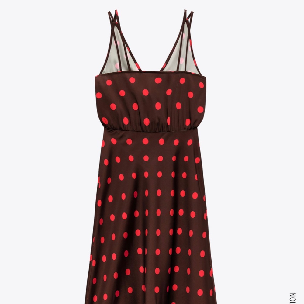 Zara Polka Dot Dress Black Red - Picture 10 of 13